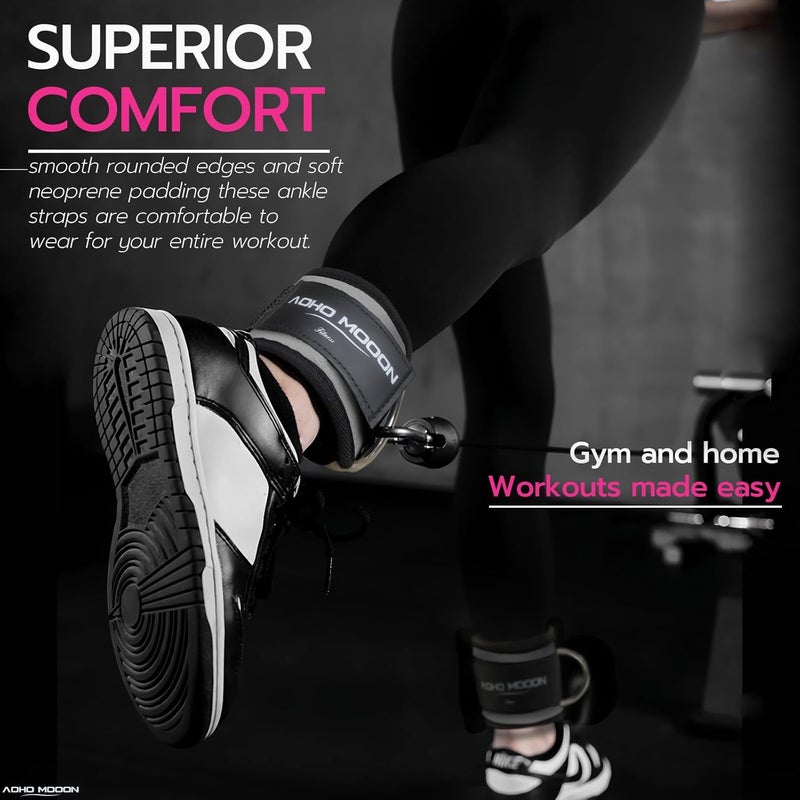 AOHO MOOON Ankle Strap for Cable Machine Attachments, Gym Accessories for Women and Men, Neoprene Ankle Cuffs for glute Kickback, Leg Workouts ande Booty Hip Abductors Exercise - Image 5